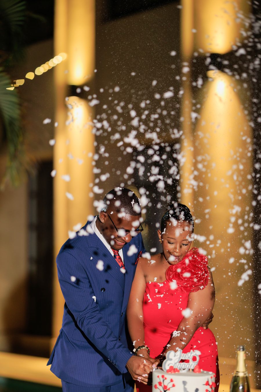 Celebrating with confetti